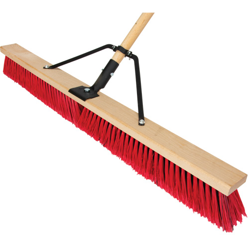 Push Broom with Braced Handle, 36", Medium, PVC Bristles Duraquip Inc