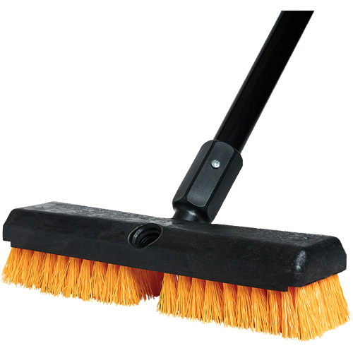 Cleaning Brush with Handle, 10" L, Polypropylene Bristles, Black/Red Duraquip Inc