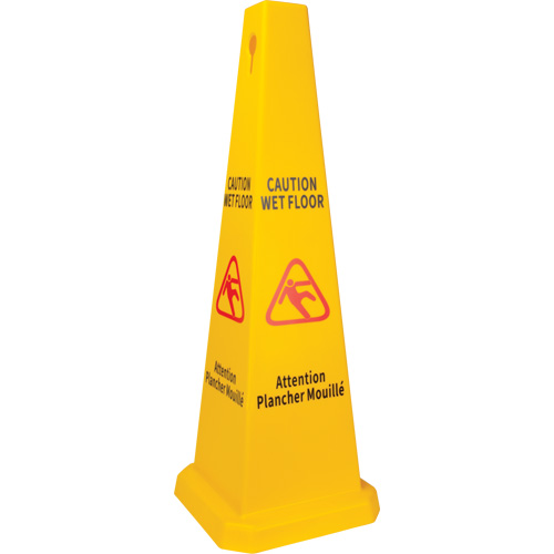 Wet Floor Safety Cone, Bilingual with Pictogram Duraquip Inc