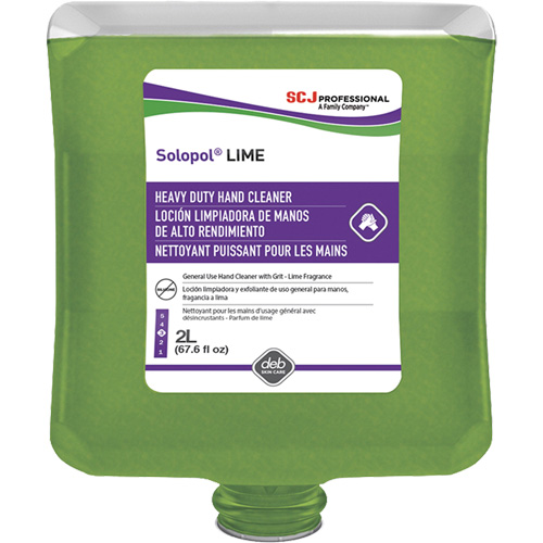 Solopol&reg; Medium Heavy-Duty Hand Cleaner, Pumice, 2 L, Plastic Cartridge, Lime Duraquip Inc