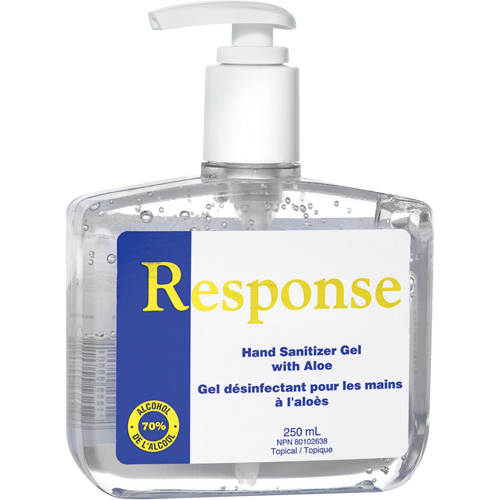 Gel d&eacute;sinfectant pour les mains &agrave; l'alo&egrave;s Response, 250 ml, Bouteille &agrave; pompe, 70 % alcool Duraquip Inc