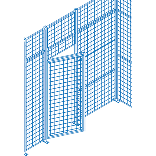 Wire Mesh Partition Components - Swing Doors, 3' W x 7' H Duraquip Inc