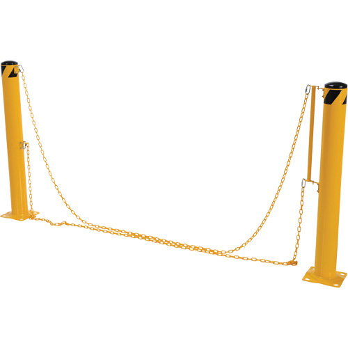 Dock Chain Barrier Bollard System, Steel, 42" H x 6-5/8" W, Yellow Duraquip Inc