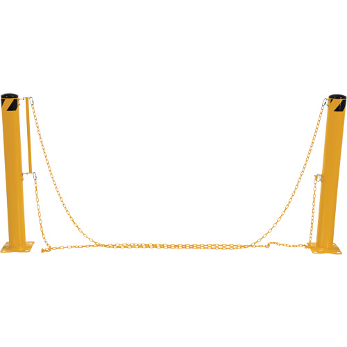 Dock Chain Barrier Bollard System, Steel, 42" H x 6-5/8" W, Yellow Duraquip Inc