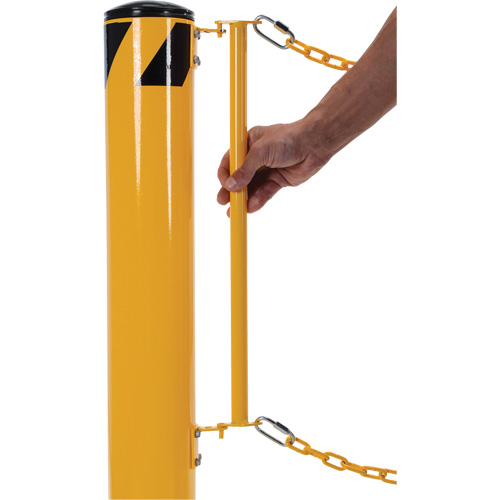 Dock Chain Barrier Bollard System, Steel, 42" H x 6-5/8" W, Yellow Duraquip Inc