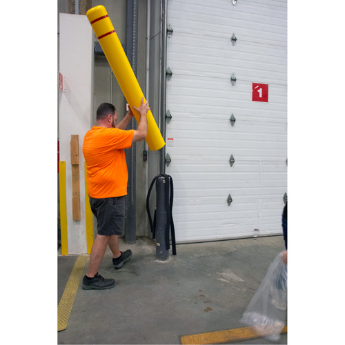 Polyethylene Bollard Cover, 4-1/2" Dia. x 52" L, Red/Yellow Duraquip Inc