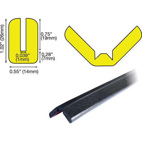 W Profile 1M Edge Protection Bumper Guard, 3.25' (0.99 m) Long Duraquip Inc