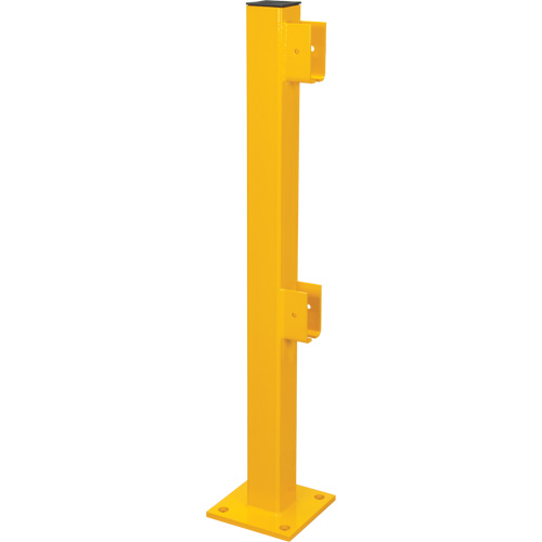 End Post for Light-Duty Guard Rails, Steel, 42" H, Safety Yellow Duraquip Inc