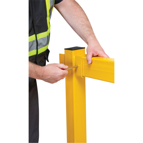 Corner Post for Light-Duty Guard Rails, Steel, 42" H, Safety Yellow Duraquip Inc