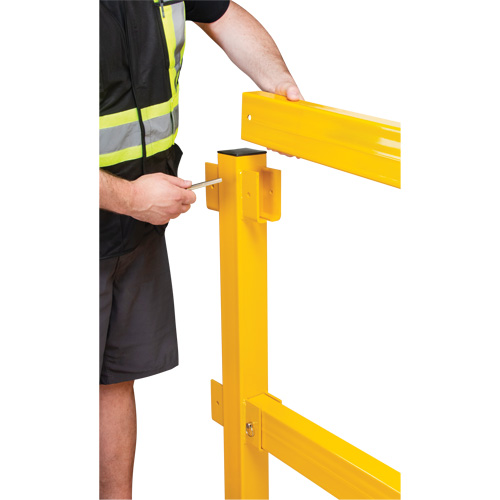 Corner Post for Light-Duty Guard Rails, Steel, 42" H, Safety Yellow Duraquip Inc