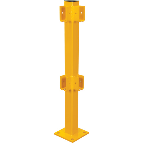 Corner Post for Light-Duty Guard Rails, Steel, 42" H, Safety Yellow Duraquip Inc