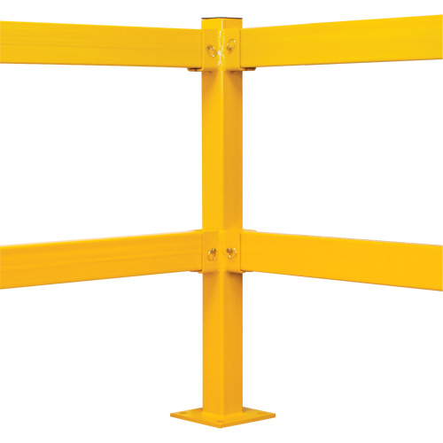 Corner Post for Light-Duty Guard Rails, Steel, 42" H, Safety Yellow Duraquip Inc