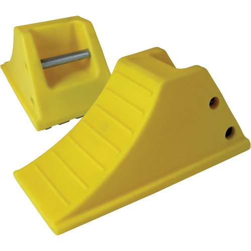 40 Ton Large Equipment Wheel Chock with Grip Pads, Urethane, Yellow Duraquip Inc