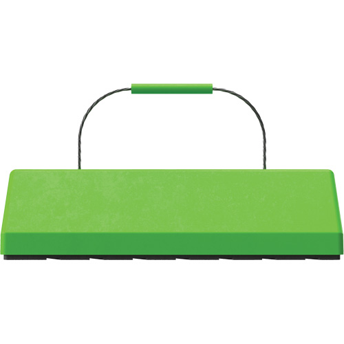 Cale de roue pour avion Checkers Safety SafeRay avec poign&eacute;e &agrave; c&acirc;ble & patin en caoutchouc, Ur&eacute;thane, Vert fluorescent, 24" la x 8" p x 6" h Duraquip Inc