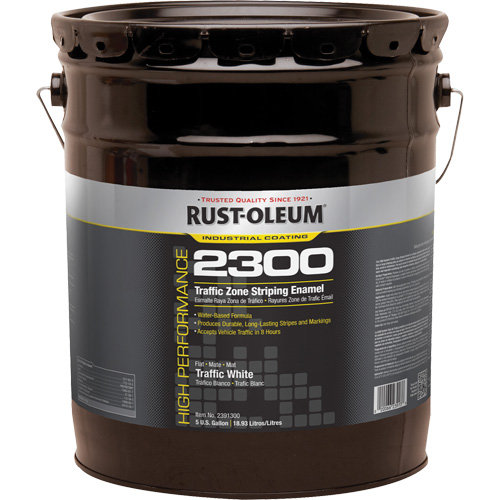 High-Performance 2300 System Traffic Zone Striping Paint, White, 5 gal., Pail Duraquip Inc