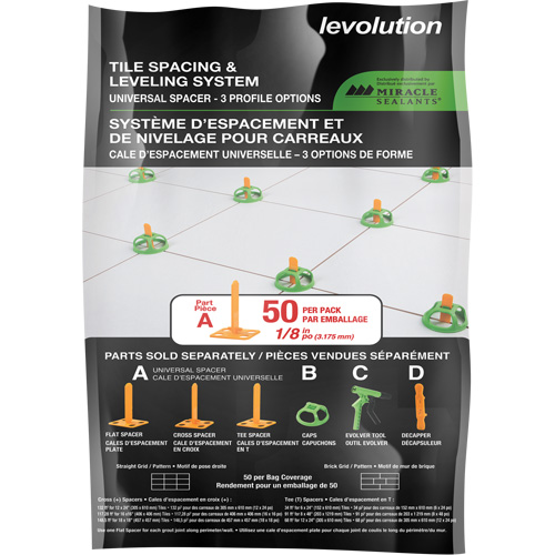 Cales d'espacement universelles Miracle Sealants Levolution Duraquip Inc