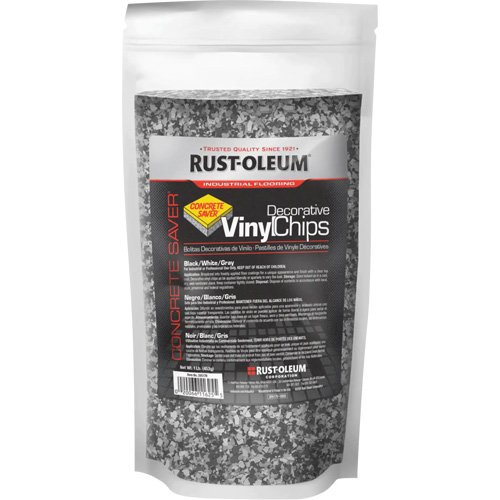 Pastilles de vinyle d&eacute;coratives Concrete Saver, 0,5 kg, Sac, M&eacute;lange noir/blanc/gris Duraquip Inc