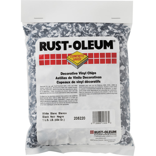 Concrete Saver&reg; Decorative Vinyl Chips, 0.5 kg, Bag, Black/White Blend Duraquip Inc
