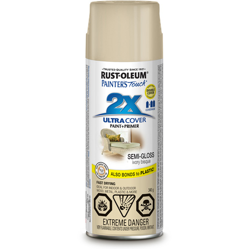 Peinture &agrave; pouvoir couvrant &eacute;lev&eacute; Painter's Touch, Blanc bisque d'ivoire, Semi-brillant, Canette a&eacute;rosol Duraquip Inc