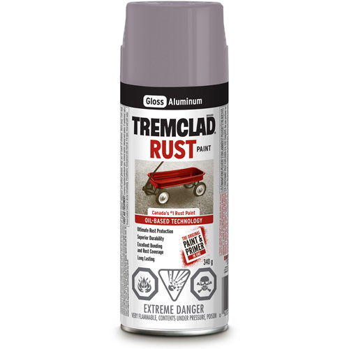 Tremclad&reg; Oil Based Rust Paint, Silver Aluminum, Gloss, Aerosol Can Duraquip Inc