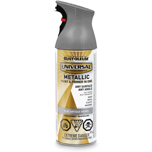 Universal&reg; Spray Paint, Antique Nickel Grey, Flat/Metallic, Aerosol Can Duraquip Inc