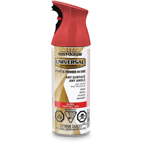 Universal&reg; Enamel Paint & Primer In One, Cardinal Red, Gloss, Aerosol Can Duraquip Inc