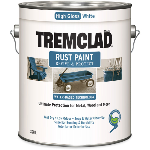 Tremclad&reg; Water-Based Rust Paint, 3.78 L, Gallon, White Duraquip Inc