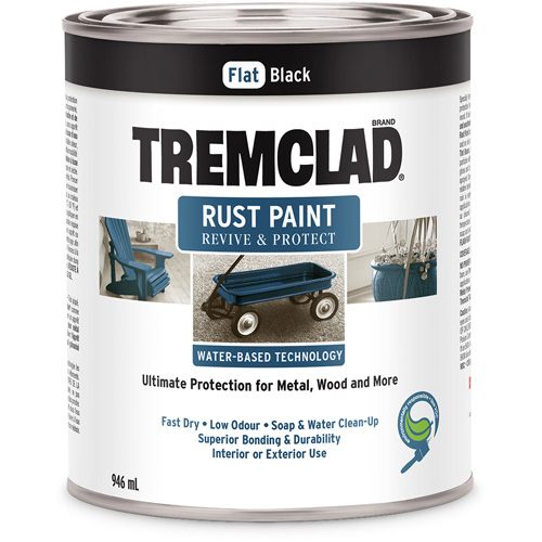 Peinture antirouille &agrave; base d'eau Tremclad, 946 ml, Canette, Noir Duraquip Inc