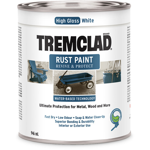 Peinture antirouille &agrave; base d'eau Tremclad, 946 ml, Canette, Blanc Duraquip Inc