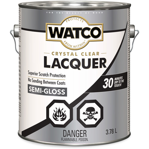 Watco&reg; Lacquer Wood Finish, 3.78 L, Clear, Semi-Gloss Duraquip Inc