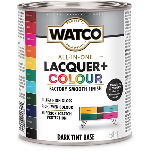 Watco&reg; All In One Lacquer + Colour Dark Tint Base, 946 ml, Dark Tint Base, High-Gloss Duraquip Inc