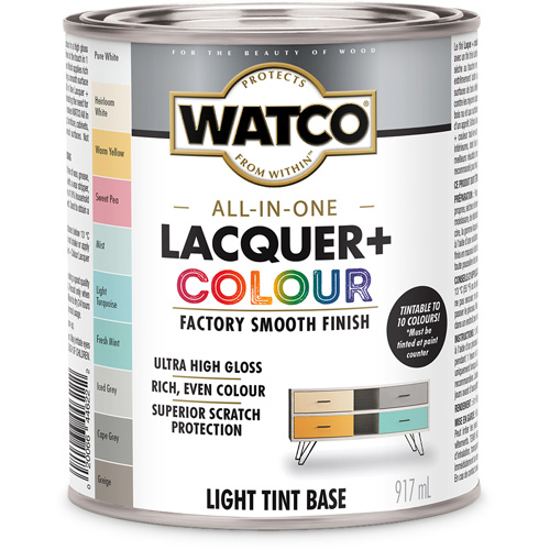 Composant de base clair pour finition laqu&eacute;e + couleur tout-en-un Watco, 946 ml, Base &agrave; ton clair, Tr&egrave;s brillant Duraquip Inc
