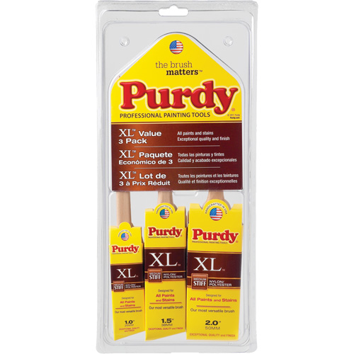 XL Paint Brush Multi-Pack, Poly/Nylon, Wood Handle Duraquip Inc