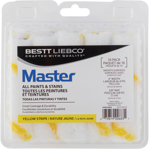 Master Yellow Stripe Mini Roller, 10 mm (3/8") Nap, 101.6 mm (4") L Duraquip Inc