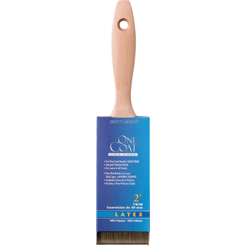 Pinceau pour murs et garnitures 100% One Coat, Polyester, Manche Bois, Largeur de 2" Duraquip Inc