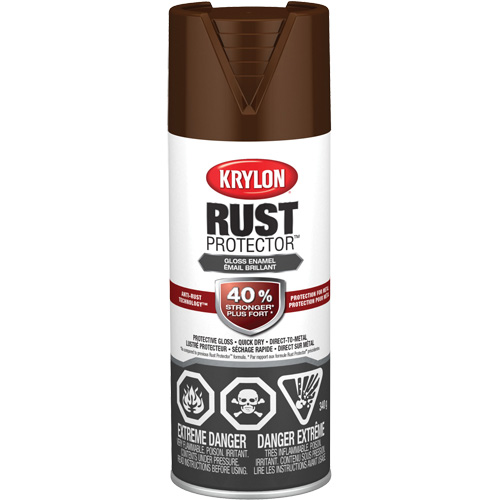 Rust Protector&reg; Enamel Paint, Leather Brown, Gloss, 12 oz., Aerosol Can Duraquip Inc
