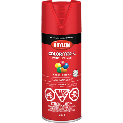 Appr&ecirc;t + peinture COLORmaxx, Rouge banni&egrave;re, Brillant, 12 oz, Canette a&eacute;rosol Duraquip Inc