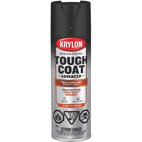 Peinture industrielle &agrave; chaleur &eacute;lev&eacute;e Tough Coat Advanced, Noir haute temp&eacute;rature, Plat, 425 g, Canette a&eacute;rosol Duraquip Inc