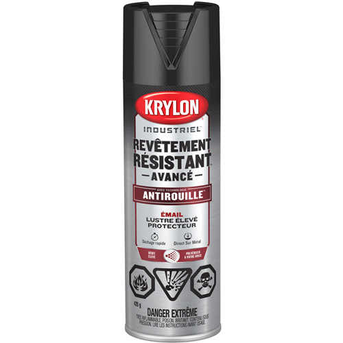 Peinture Tough Coat avec technologie Rust Barrier, Noir, Tr&egrave;s brillant, 425 g, Canette a&eacute;rosol Duraquip Inc