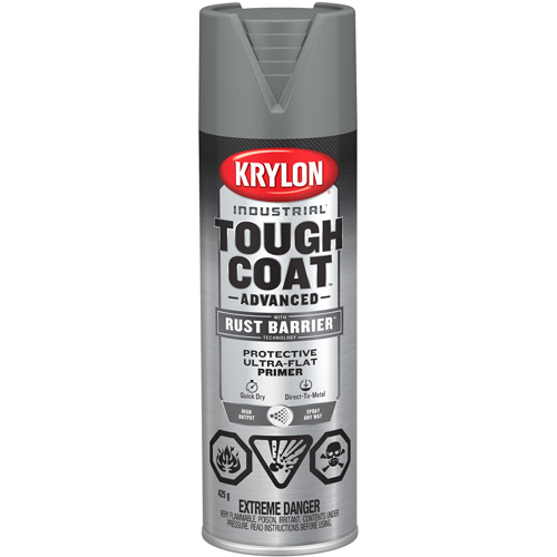 Tough Coat&reg; Advanced Paint with Rust Barrier Technology, Grey Primer, Ultra-Flat, 425 g, Aerosol Can Duraquip Inc