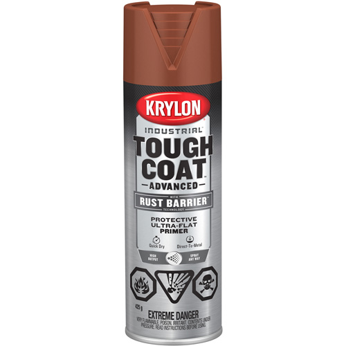 Tough Coat&reg; Advanced Paint with Rust Barrier Technology, Red Oxide Primer, Ultra-Flat, 425 g, Aerosol Can Duraquip Inc