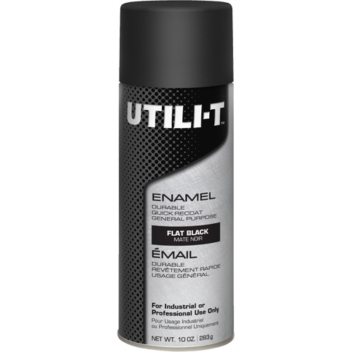 UTILI-T General Purpose Enamel Spray Paint, Black, Flat, 10 oz./283 g, Aerosol Can Duraquip Inc