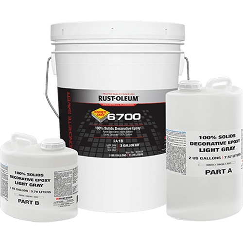 6700 100% Solids Decorative Epoxy, 3 gal., Epoxy-Based, High-Gloss, Grey Duraquip Inc