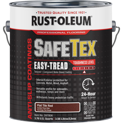 SafeTex&reg; Easy-Tread Acrylic Coating, 1 gal., Water-Based, Flat/Textured, Red Duraquip Inc