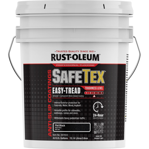 SafeTex&reg; Easy-Tread Acrylic Coating, 4 gal., Water-Based, Flat/Textured, Black Duraquip Inc