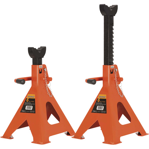 856A Jack Stands, Locking Handle/Ratchet, 6 Ton(s) Capacity, 15-1/2" - 24" H Duraquip Inc