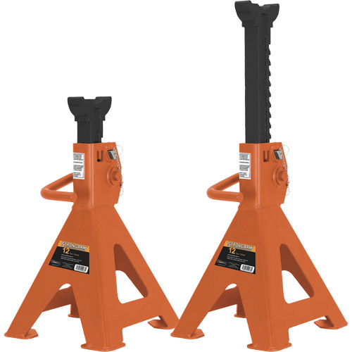 872B Jack Stands, Locking Handle/Ratchet, 12 Ton(s) Capacity, 19-1/4" - 28-1/3" H Duraquip Inc