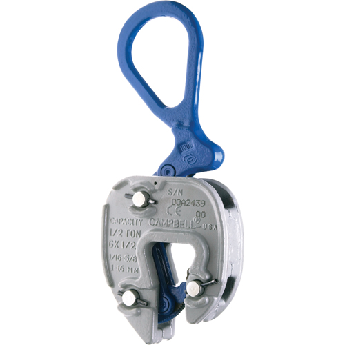 Brides de levage GX, 1000 lb (0,5 tonne), Ouverture de la m&acirc;choire de 1/16" - 5/8" Duraquip Inc