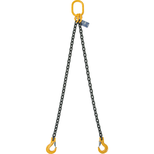 Chain Slings, 80 Chain, Double Legs, Oblong & Grab Hooks, 5/8" x 5' Duraquip Inc