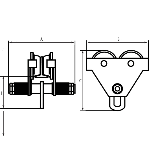 Adjustable Trolleys, 1000 lbs. (0.5 tons) Duraquip Inc